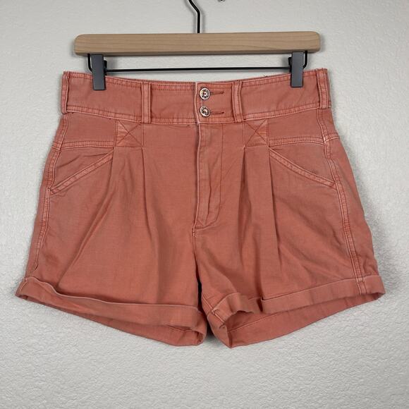 Anthropologie Pilcro Relaxed Pleated Shorts Coral Size 27 Summer Casual - Picture 3 of 15